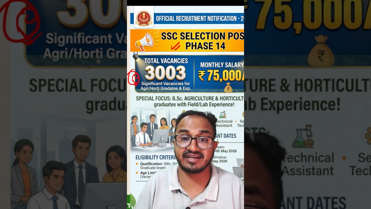 SSC 2026 Agriculture Recruitment |  Salary 75000+ | Vacancies Know All Details | By Kailash Sir
