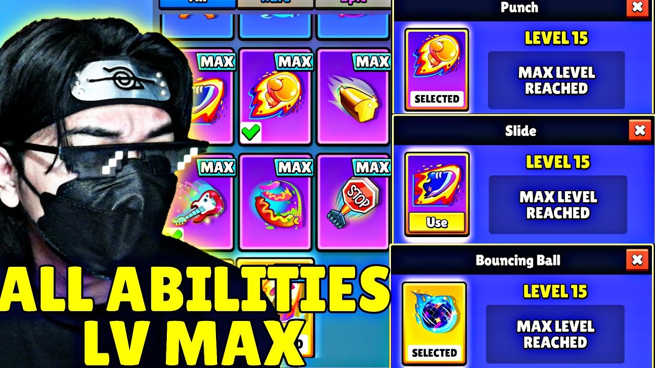 REVIEW ALL ABILITIES LV MAX AT STUMBLE GUYS VERSION 0.75 😱 ALL EMOTE BECOME OPER POWER?