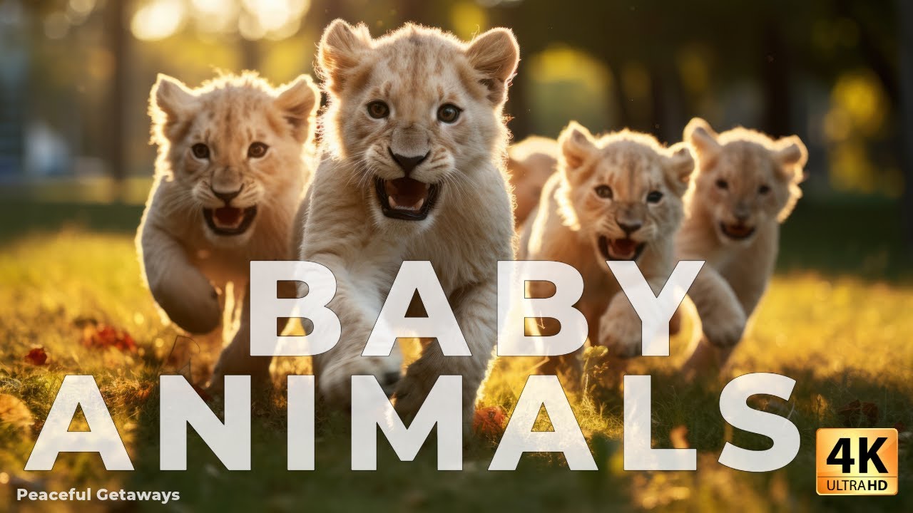 Baby Animals 4K - Fascinating World Of Young Animals with Calming Music