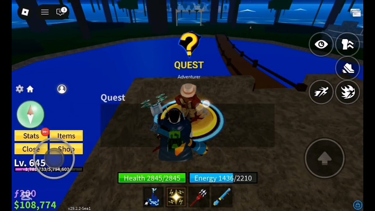Playing blox fruit
