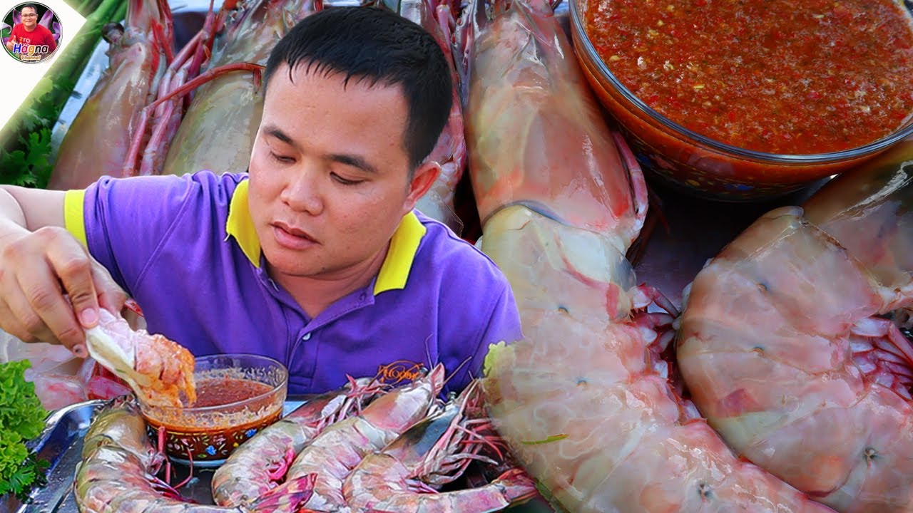 ซาชิมิกุ้งลายเสือแดงใหญ่เนื้อหวานเด้งกรุบกรอบ น้ำจิ้มซีฟู้ดรสเด็ดแซ่บๆ สุดยอดคัก