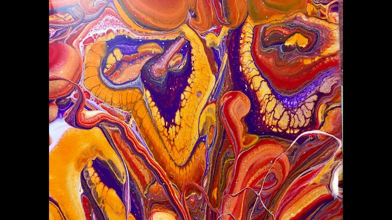 Acrylic Pour Painting: Ribbon Pour  Nate 's Cerami Hat Challenge  by Mylene Ausdauer