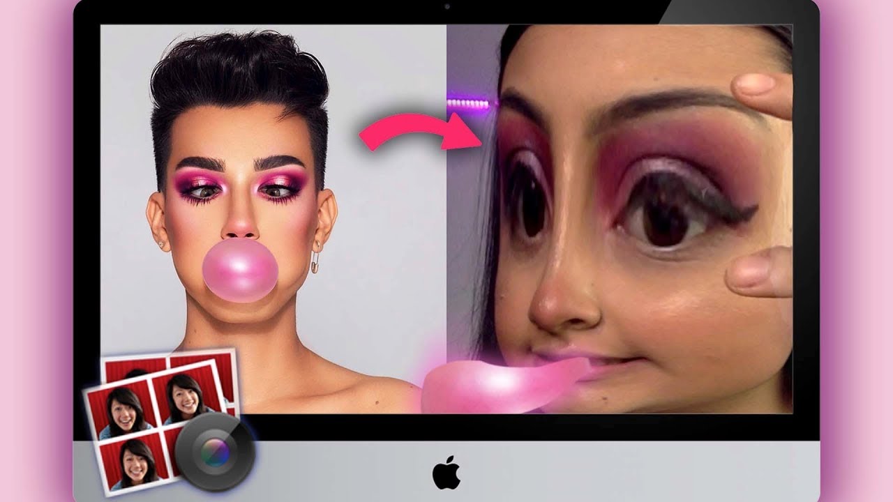 Intento hacer un maquillaje de James Charles usando Photo Booth