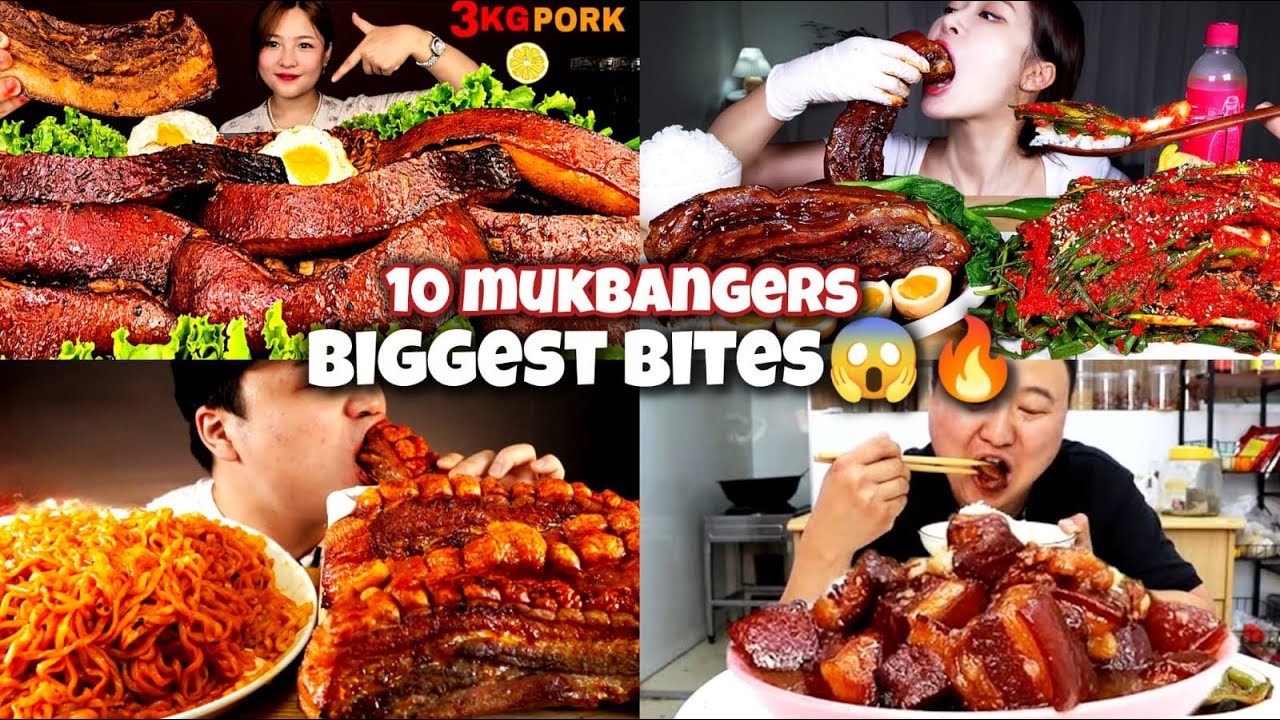 10 Mukbangers Taking the BIGGEST Bites of JUICIEST Pork Belly 🤤🔥 | ASMR Pork Mukbang Compilation