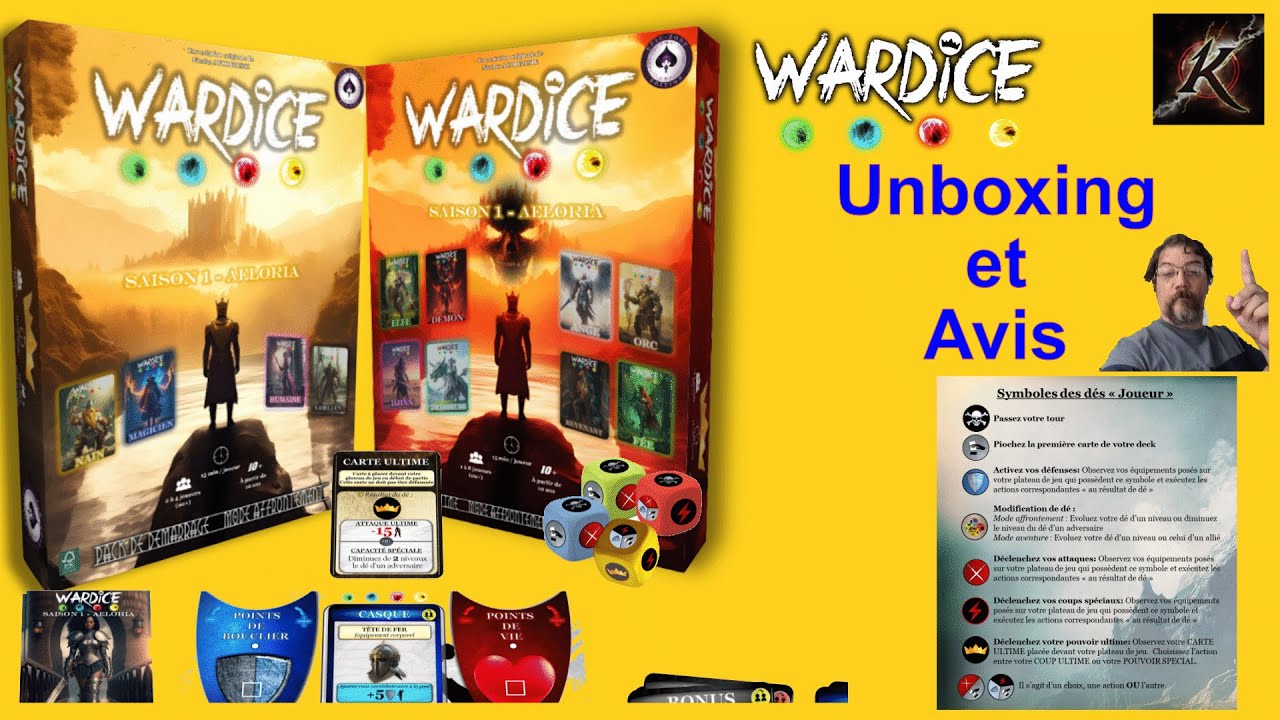 Wardice  Jeu français dés et cartes  d'affrontements et aventures