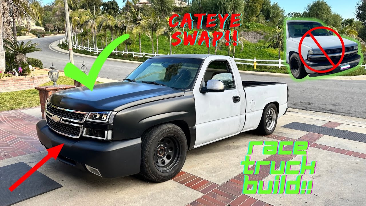 ЗАМЕНА ПЕРЕДНЕЙ ЧАСТИ CATEYE НА МОЕМ SILVERADO С КУЛАЧКОМ!!