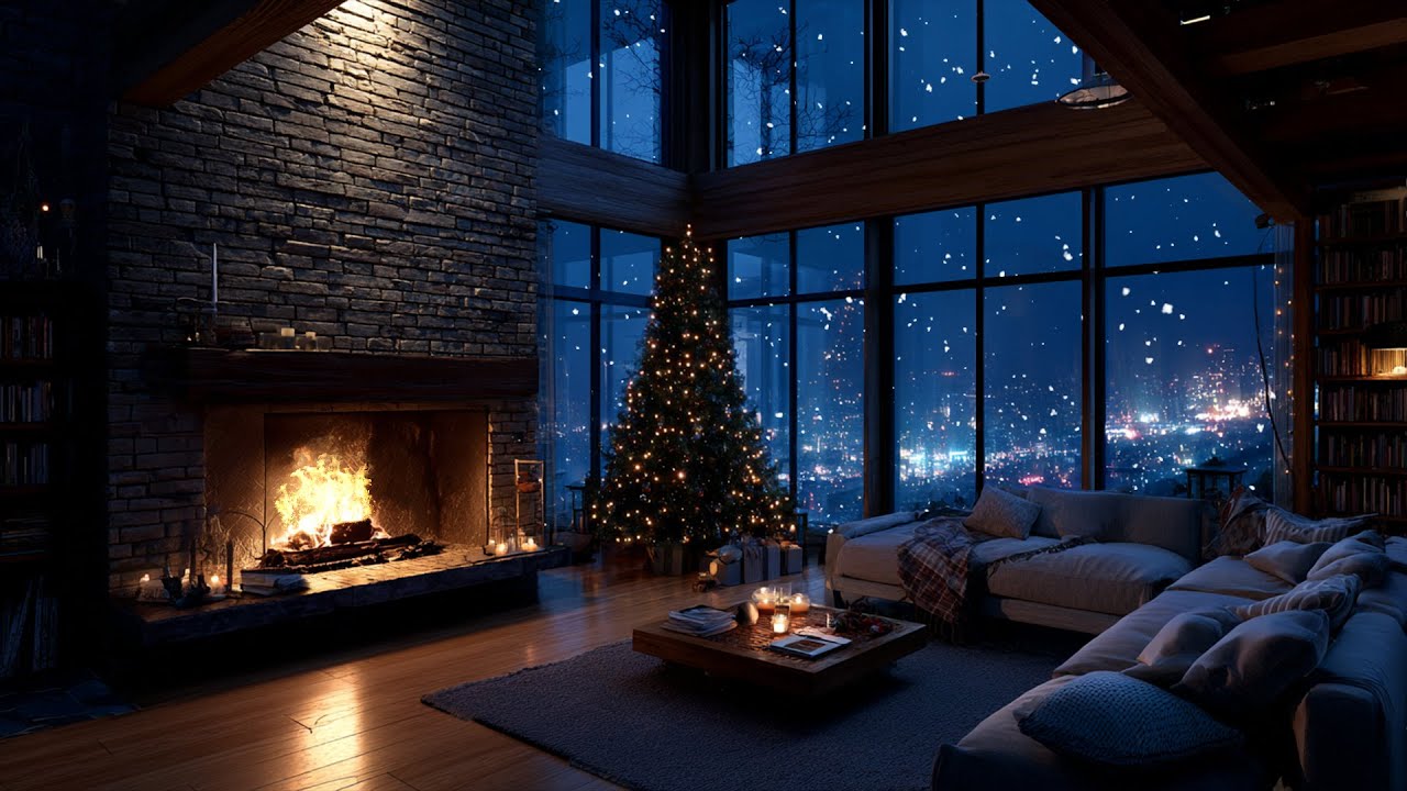 Warm Firelight Piano 🎄 Gentle Christmas Melodies with Cozy Fireplace Crackles