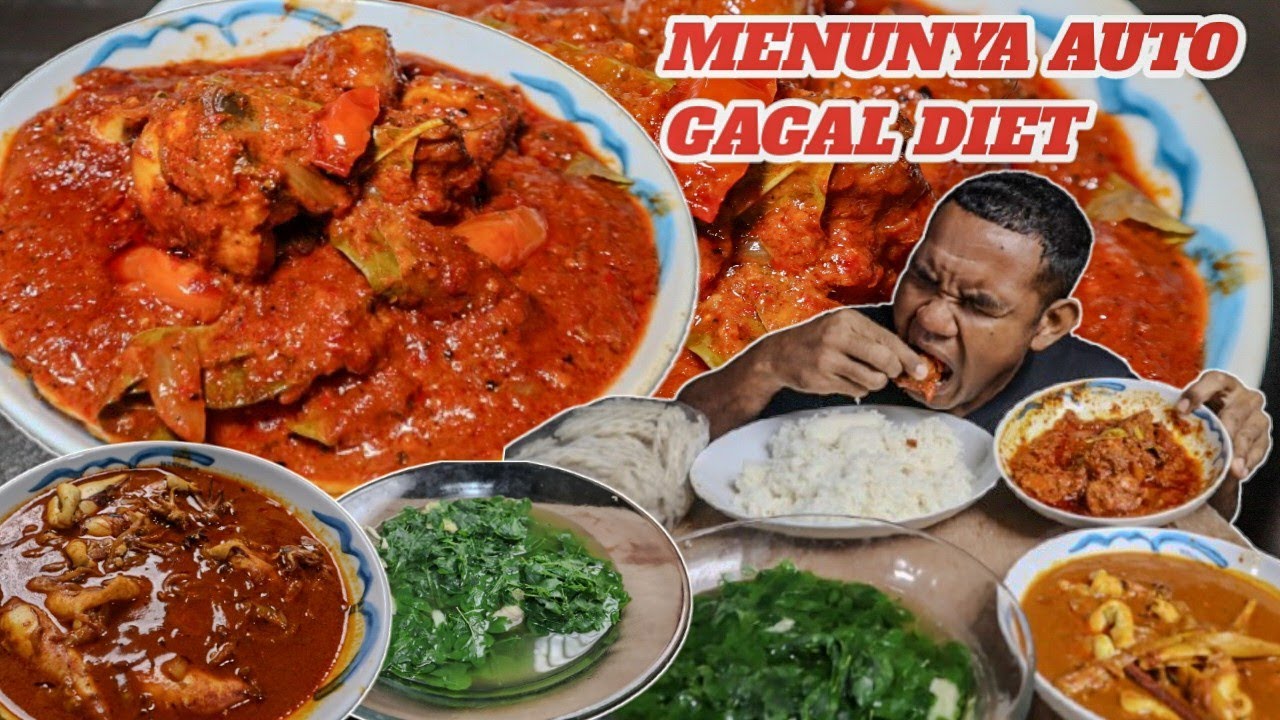 Porsi kenyang 3 hari!! Mukbang nasi putih ayam lada hitam gulai kari cumi sayur bening 