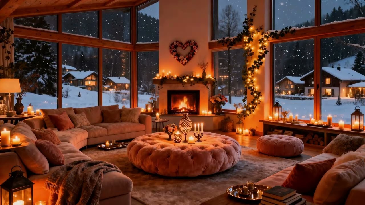 Peaceful Winter Night ❄️ Soft Piano & Fireplace Sounds 🌙 Cozy Ambience for Deep Focus & Relaxation 💕