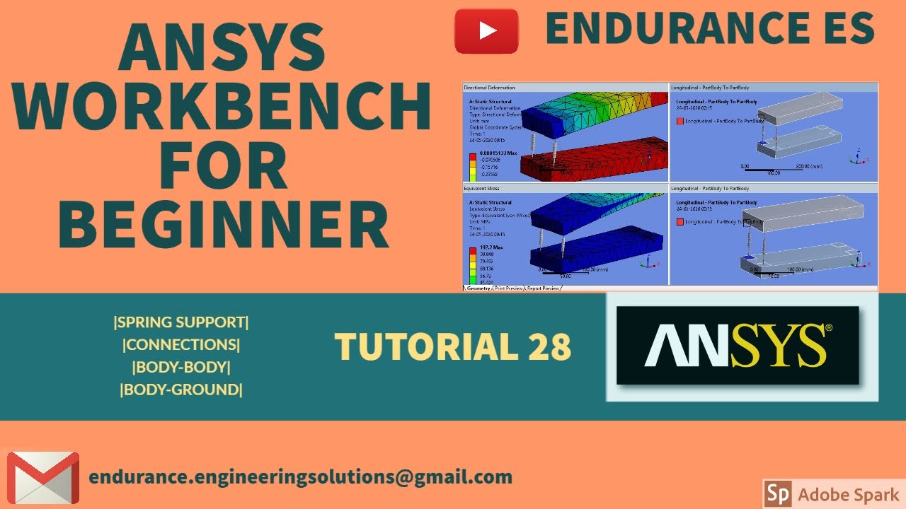 |SPRING MODELLING IN ANSYS| SPRING SUPPORT\CONTACT| CONNECTIONS| BODY-BODY| BODY-GROUND| TUTORIAL 28