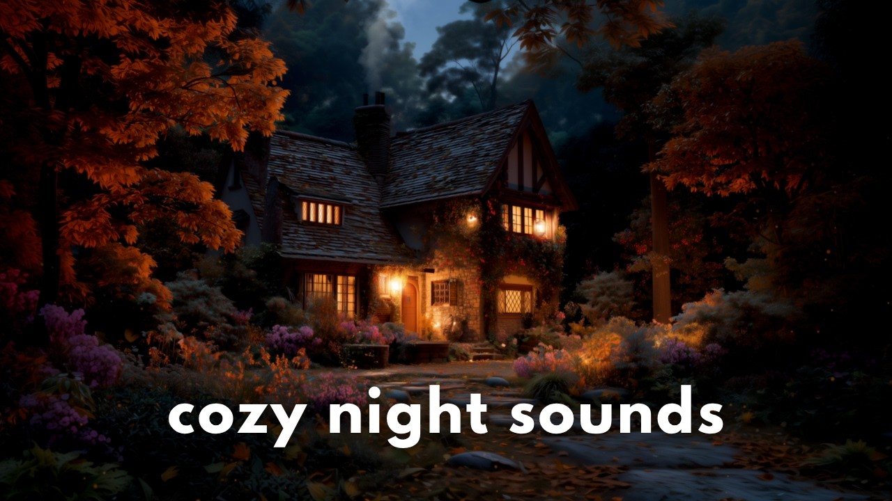 Autumn Night Ambience 🌙 Cozy Cottage in the Woods & Cricket Sounds 🍁
