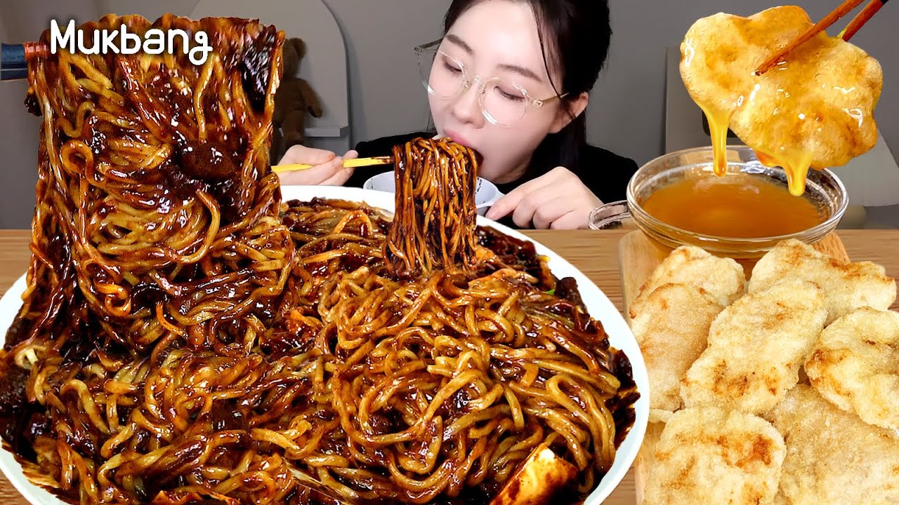 야식테러🔥 윤기좔좔 짜장면 × 바삭달콤 꿔바로우!!⚠️주의!! 이거 보면 무적권 주문각ㅣ짜장면 먹방