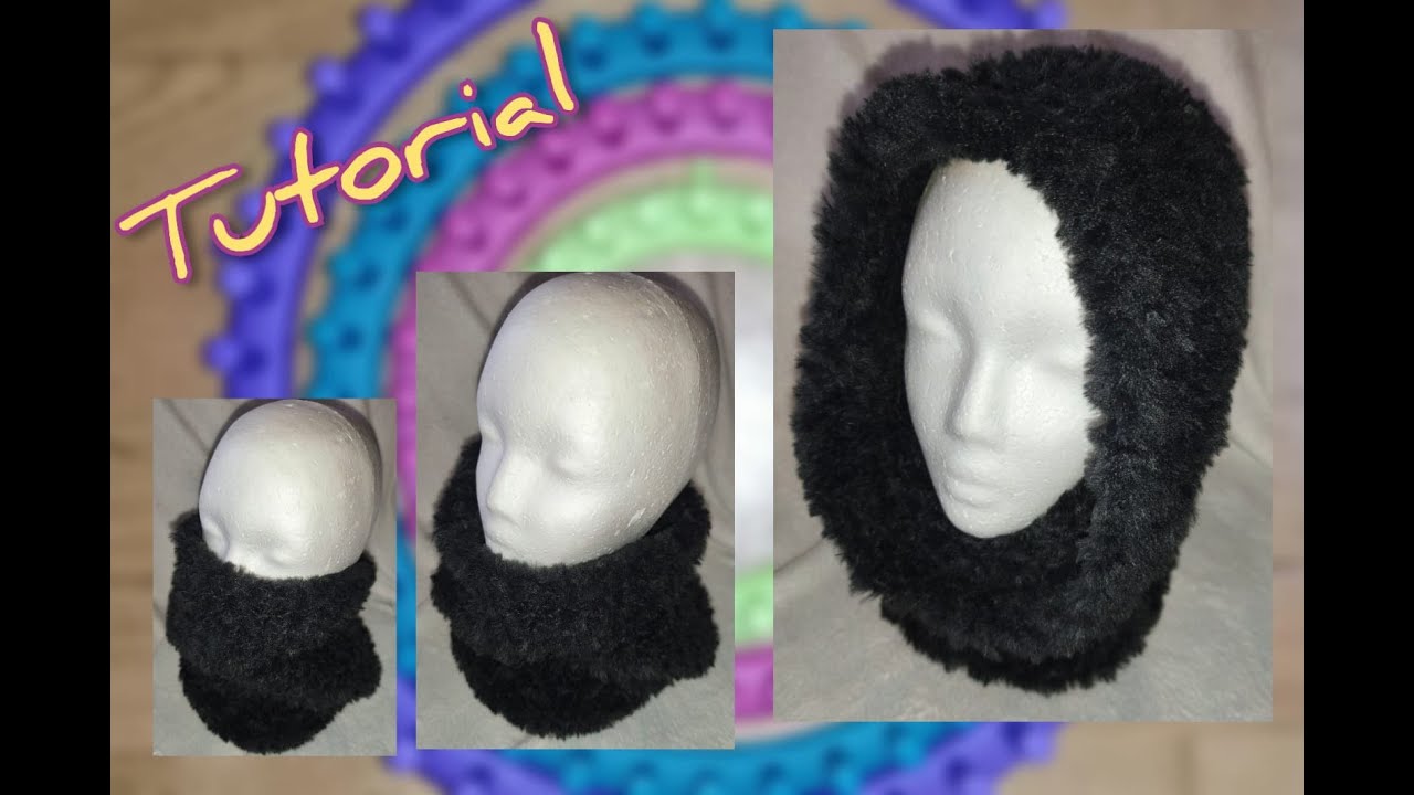 🥰 Flauschiger Schlauchschal🧣Schlupfschal🧣Schalhaube auf dem Strickring - Beispiel mit Flauschegarn 🥰