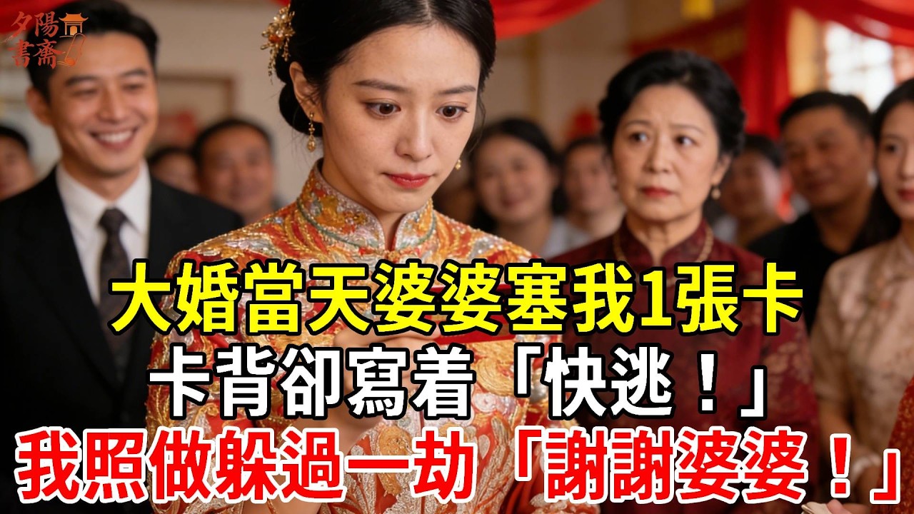 大婚當天婆婆塞我1張卡，「改口費！」卡背卻寫着「快逃！」我照做後躲過一劫「謝謝婆婆！」#為人處世#經驗#情感故事#戀愛#情感#婚姻#人生感悟