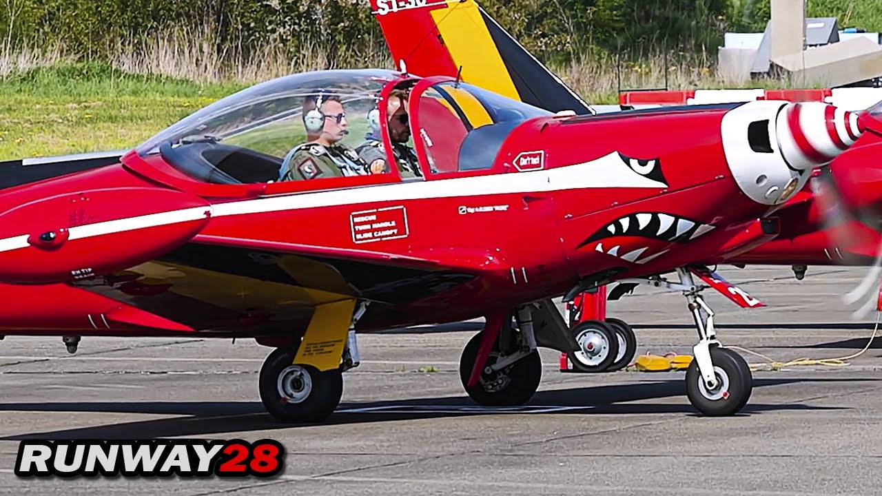 Close Up Inside Belgium's  \Air Force Training - SF260 Marchetti at Beauvechain