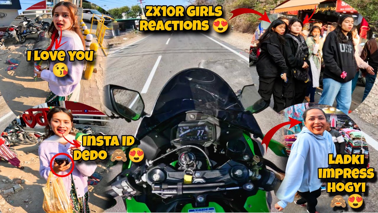 Cute Girl Reaction On Kawasaki Zx10r | Bunny Helmet Cover | Market Reactions part 2 | Zx10r Wheelie