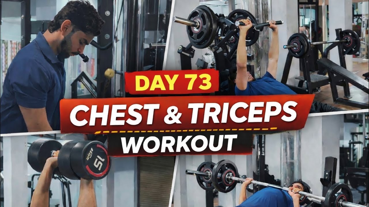 Day 73 Chest & Triceps Workout 💥 | Full Gym Session | Fitness Vlog