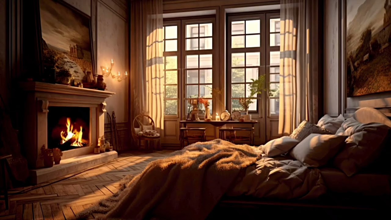 🔥 Cozy Manor Room Fireplace Reading Ambience | Calm Room Sounds for Reading, Studying & Relaxing. 