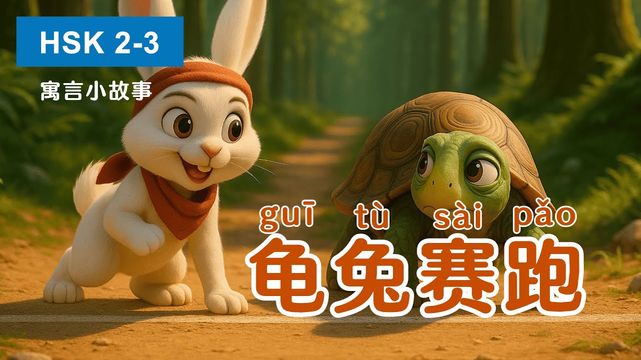 HSK 2–3｜龟兔赛跑｜The Hare and The Tortoise｜Learn Chinese Through Stories