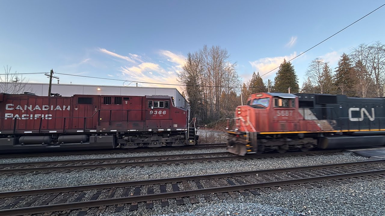 RARE Perfect Meet!!!!! CPKC Coal Train & All SD75I CN Intermodal @ Burnaby BC Canada 08FEB26