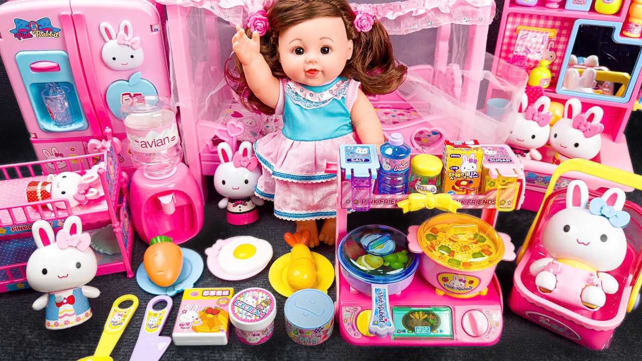 26 Minutes Satisfying with Unboxing Pink Barbie Baby Doll Bedroom Toys, Baby Doll Care Playset ASMR