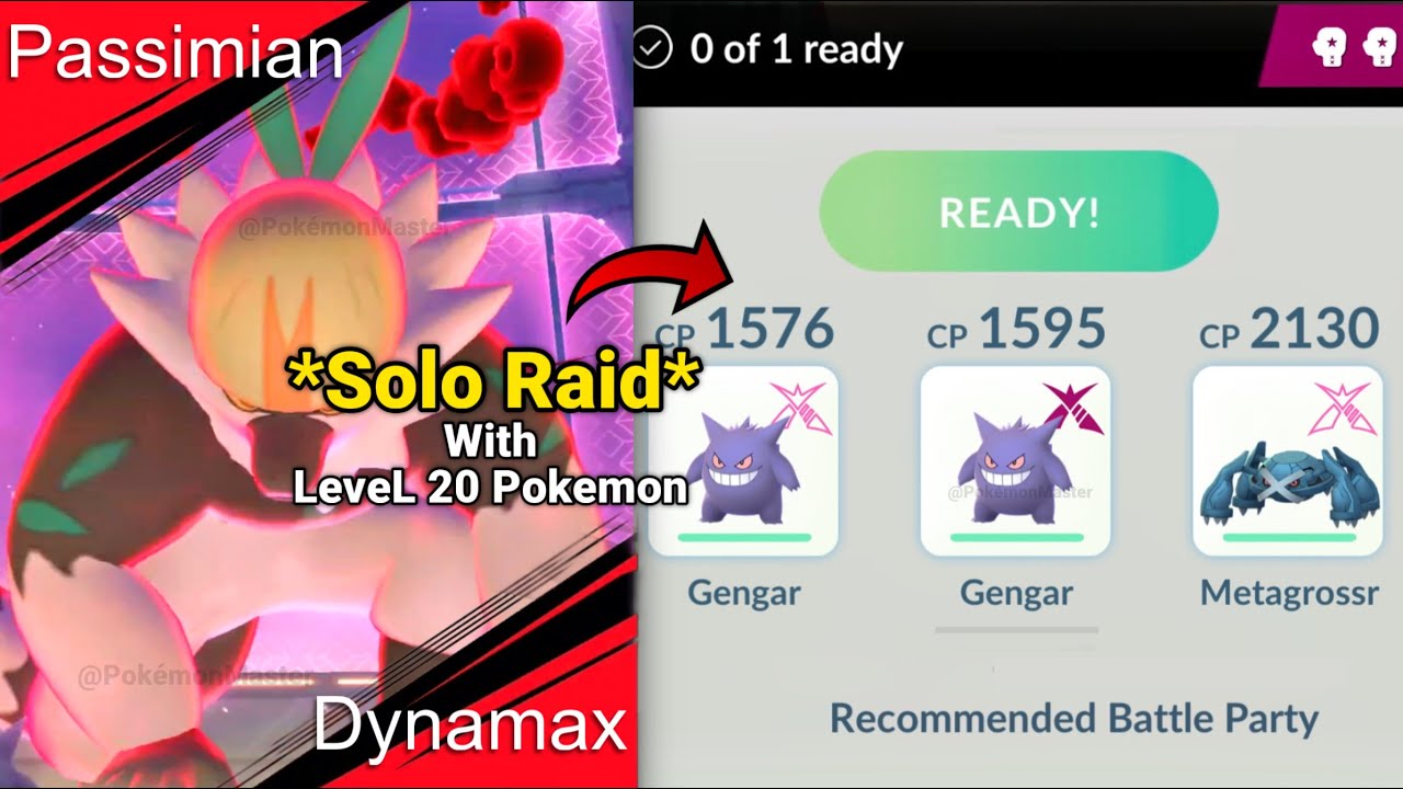 using Only LvL 20 Pokemon to *SOLO* Dynamax PASSIMIAN Raid in Pokemon GO.