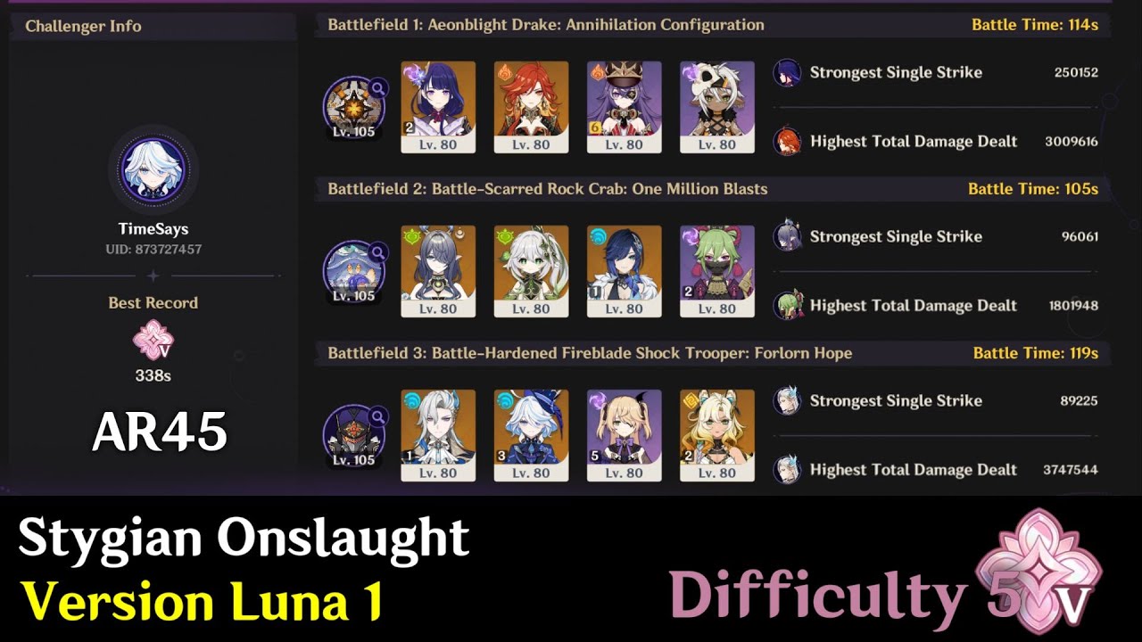 AR45 Stygian Onslaught Difficulty 5 clear [Version Luna 1]