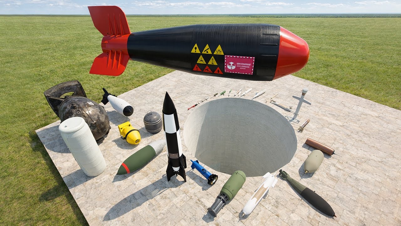 Garry's Mod Nuclear Bombs Testing Into The Giant Pit BOOM!