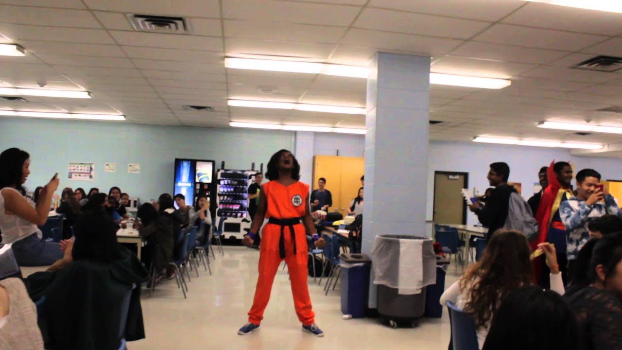 Kid goes Super Saiyan in high school cafeteria