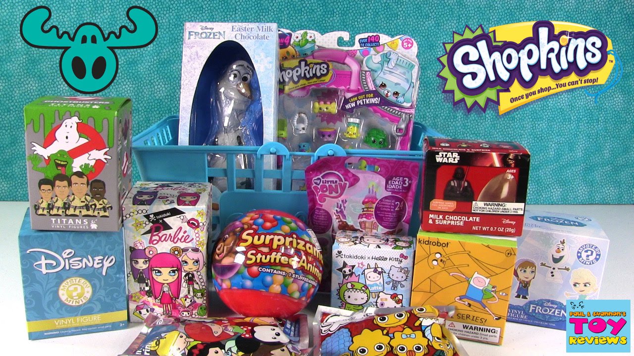 Большая синяя корзина с пакетиками-невидимками Shopkins №5 | Открытие яйца-сюрприза Disney Frozen...
