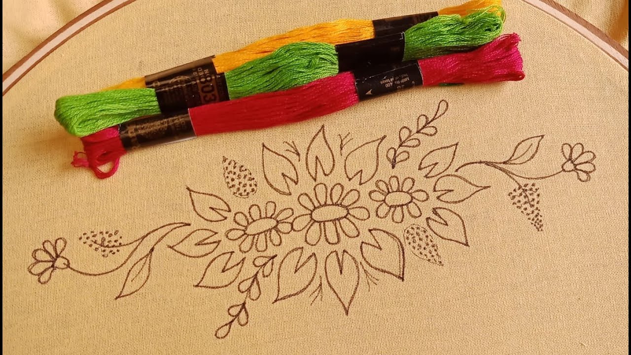 Hand Embroidery  Beautiful Flowers-36,Sofa/Pillow/Cushion/Table Corner Design