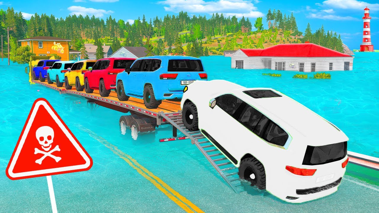 Colorful Happy Loaded Truck vs REVERSED Speed Bumps | Weird Bounce Fails | BeamNG Ep.4 🚗