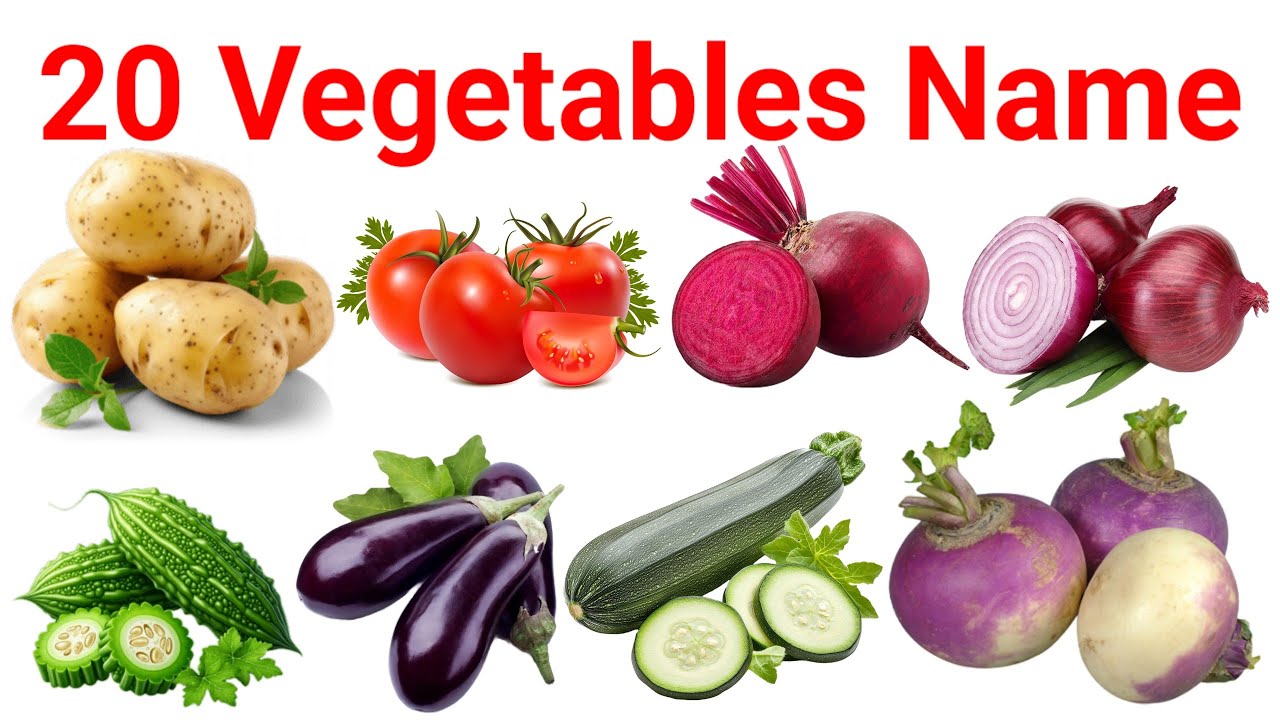 20 सब्जियों के नाम हिंदी और अंग्रेजी में | 20 Vegetables Name  | Kids Learning Video