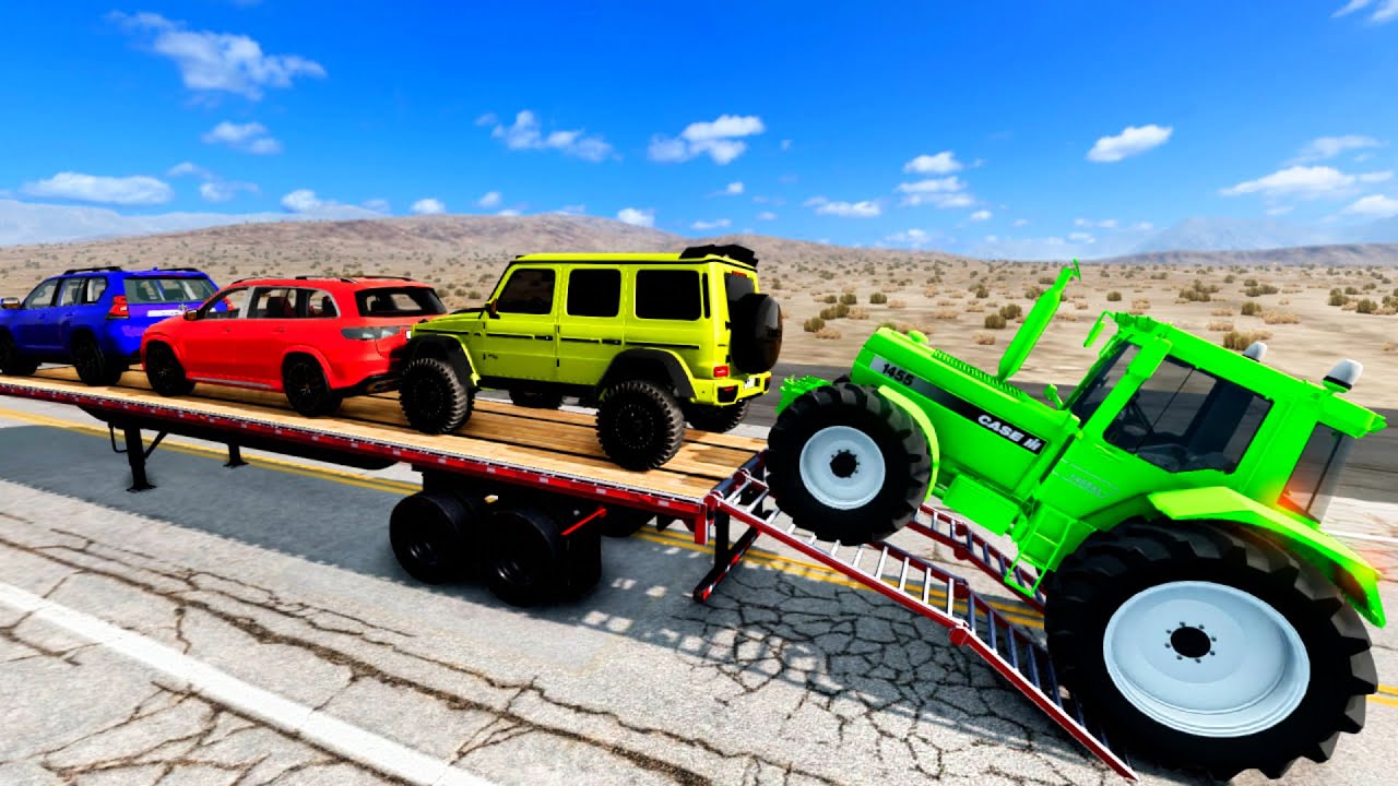 Flatbed Truck Mcqueen | Transportation with Truck - Pothole vs Car #1 - BeamNG.Drive