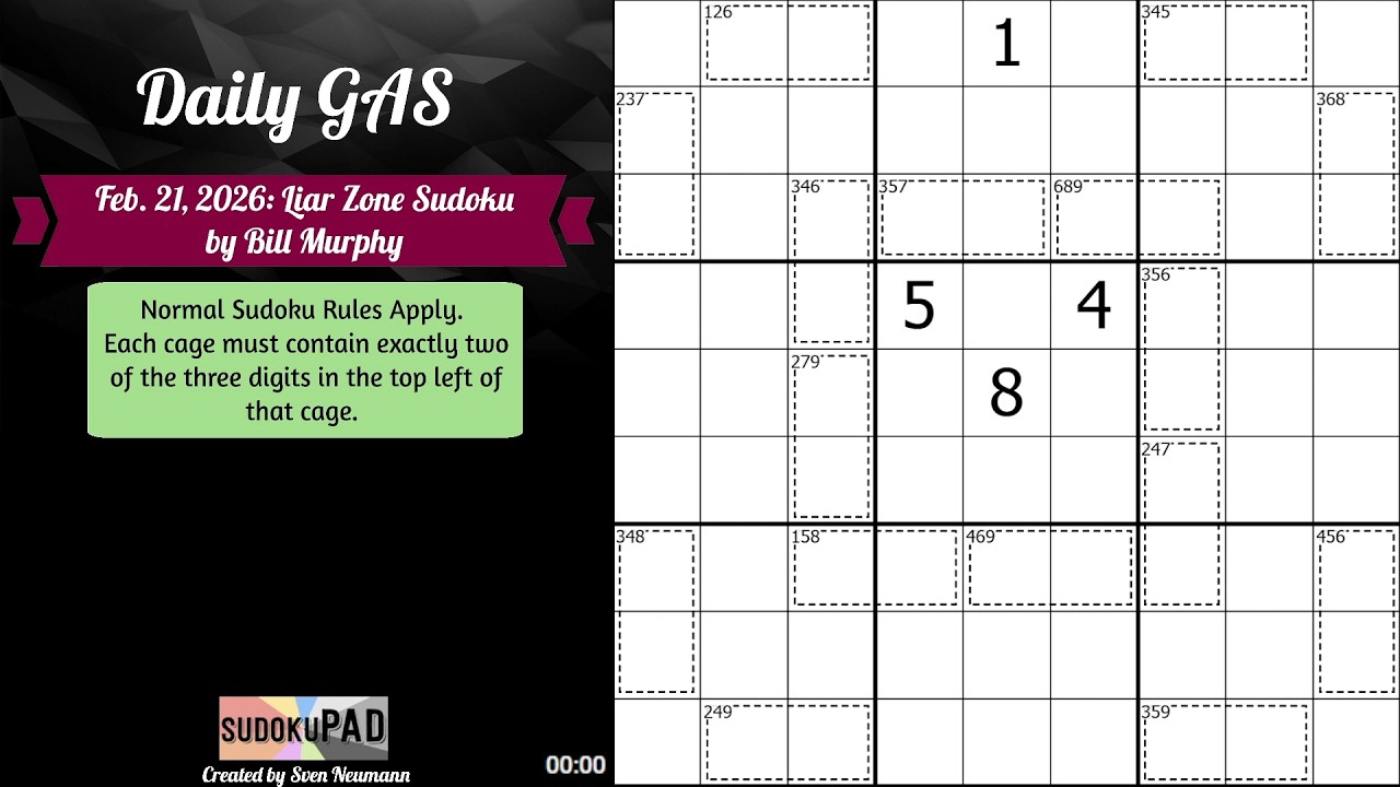 Daily Sudoku - 21 February 2026
