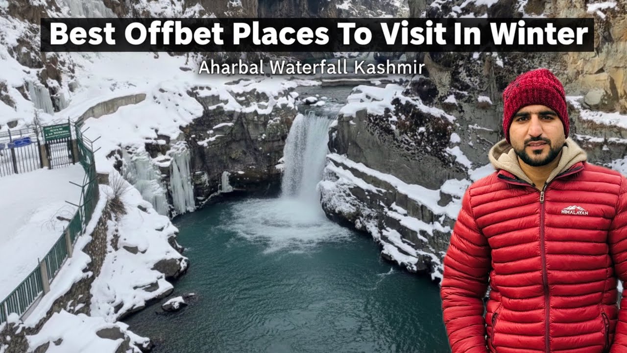 Kashmir Trip: Aharbal Waterfall in FREEZING Winter ❄️ | Niagara of Kashmir Covered in Snow #kashmir 
