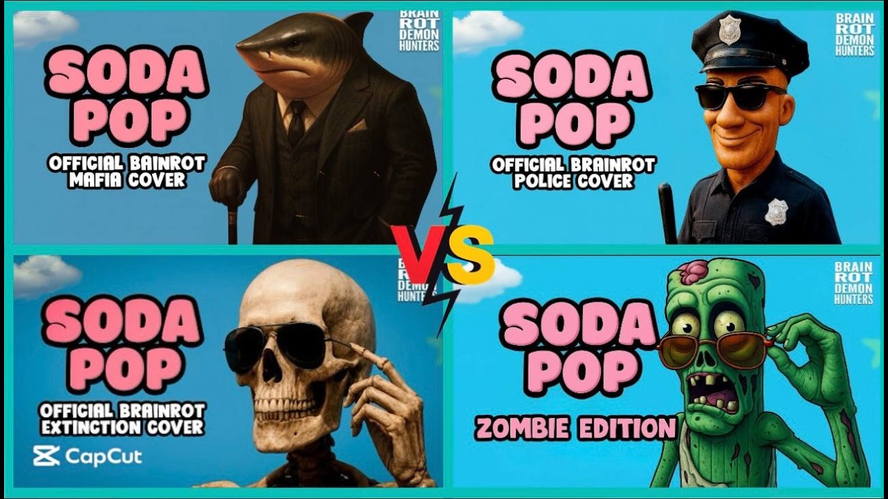 🚀 SODA POP Brainrot Battle! Zombie vs Police vs Mafia Shark vs Skeleton