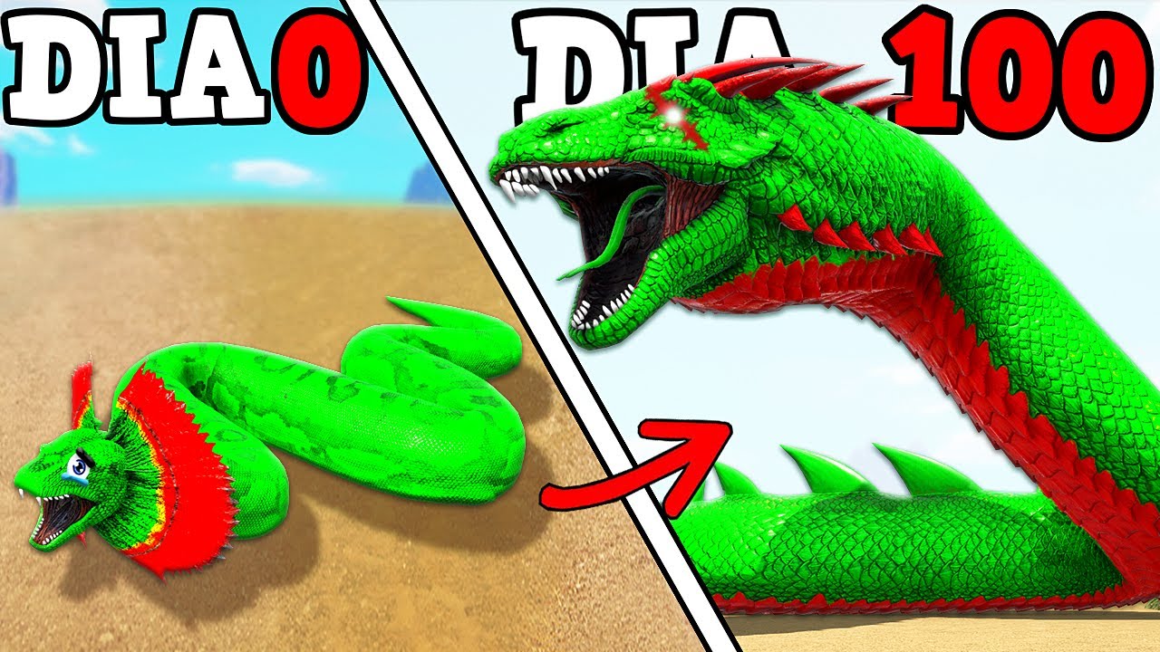 O PEQUENO DINO COBRA EVOLUIU PARA A GIGANTE SERPENTE GODZILLA! SOBREVIVI 100 DIAS!
