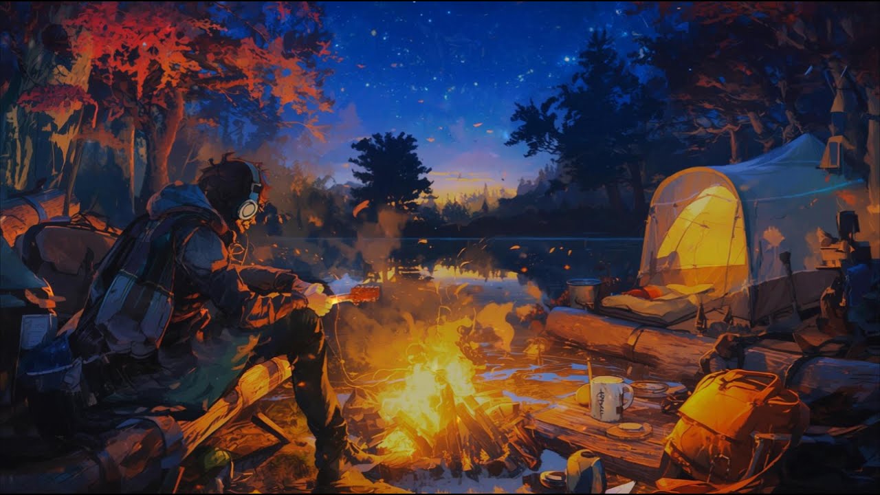 Solo Camping Night — Acoustic Lofi & Campfire ASMR for Sleep & Relaxation