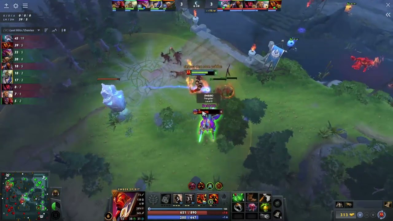 Как играть на центральной линии ember spirit (Handsken) против pangolier - Dota 2