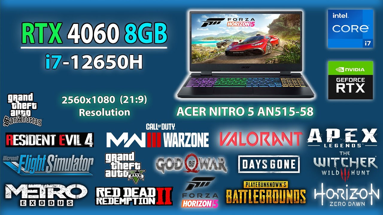 RTX 4060 8GB Laptop Tested 16 Games (2025) // How Strong and Playable? || Acer Nitro 5 AN515-58 710Q
