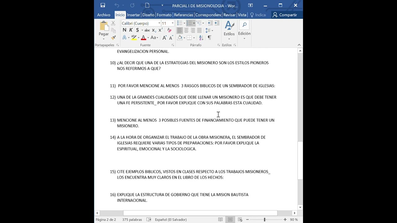 PARCIAL I DE MISIONOLOGIA   2026 02 28
