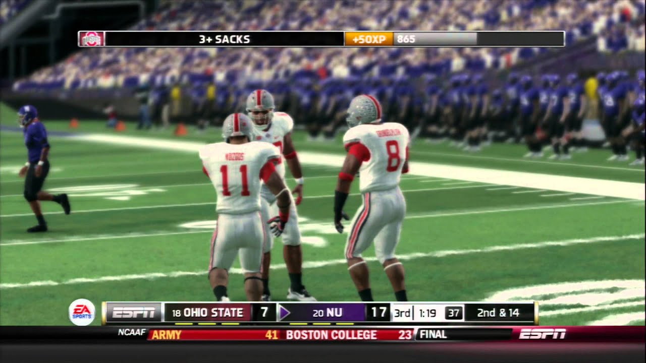NCAA Football 14 gameplay: Ohio State vs. Northwestern (PS3)