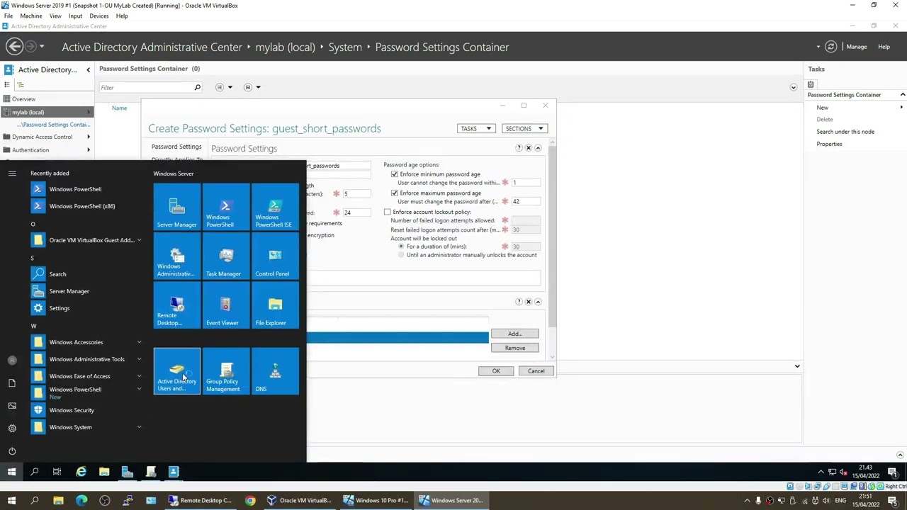 9. Create Fine Grained Password Policy - Windows Server 2019