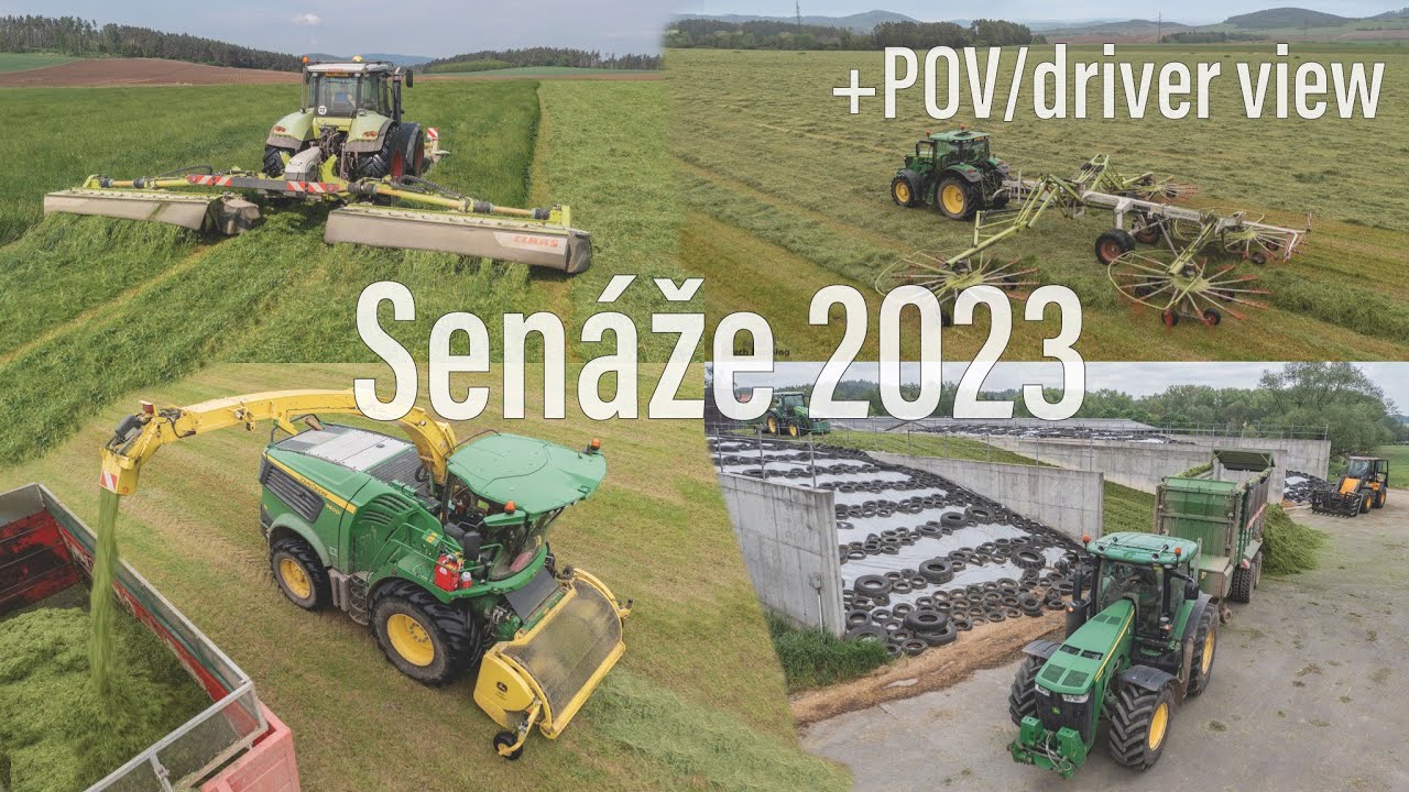 Senáže v AGROSPOL,  Malý Bor - 8x John Deere, 7x CLAAS, 3x Annaburger, Tatra, JCB  + POV/driver view