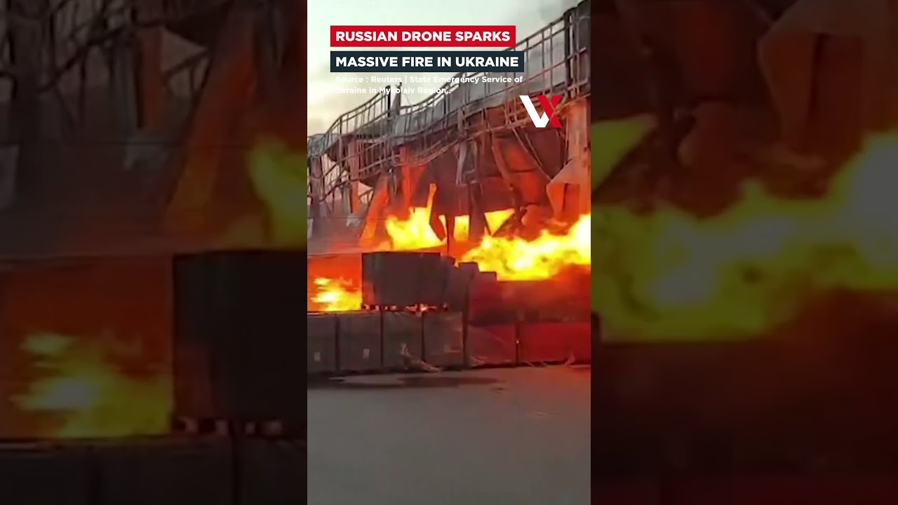 Russian Drone Strike Ignites Massive Fire In Ukraine | Hardware Store Engulfed In Mykolaiv | VERTEX