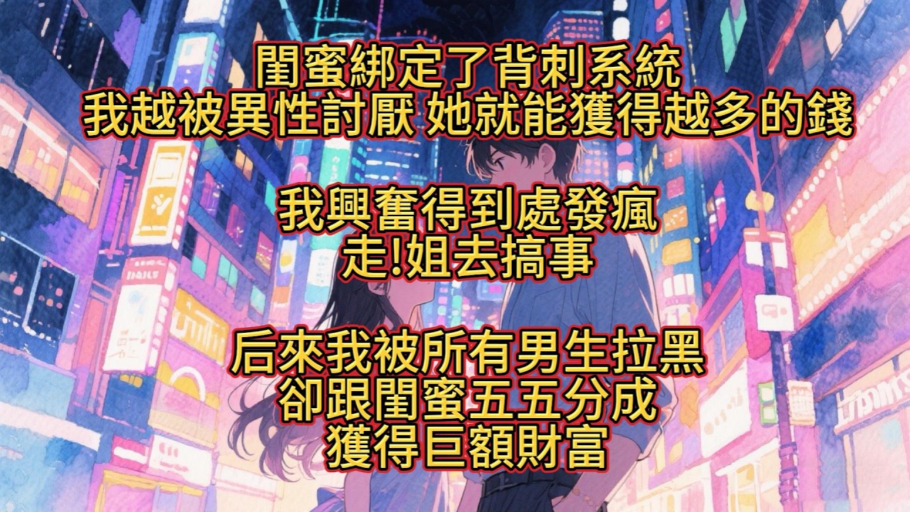 閨蜜綁定了背刺系統。我越被異性討厭，她就能獲得越多的錢。我興奮得到處發瘋：「走，姐去搞事！」#爽文#小說#大女主#言情#搞笑#閨蜜#背刺#腦洞#輕鬆#小清新