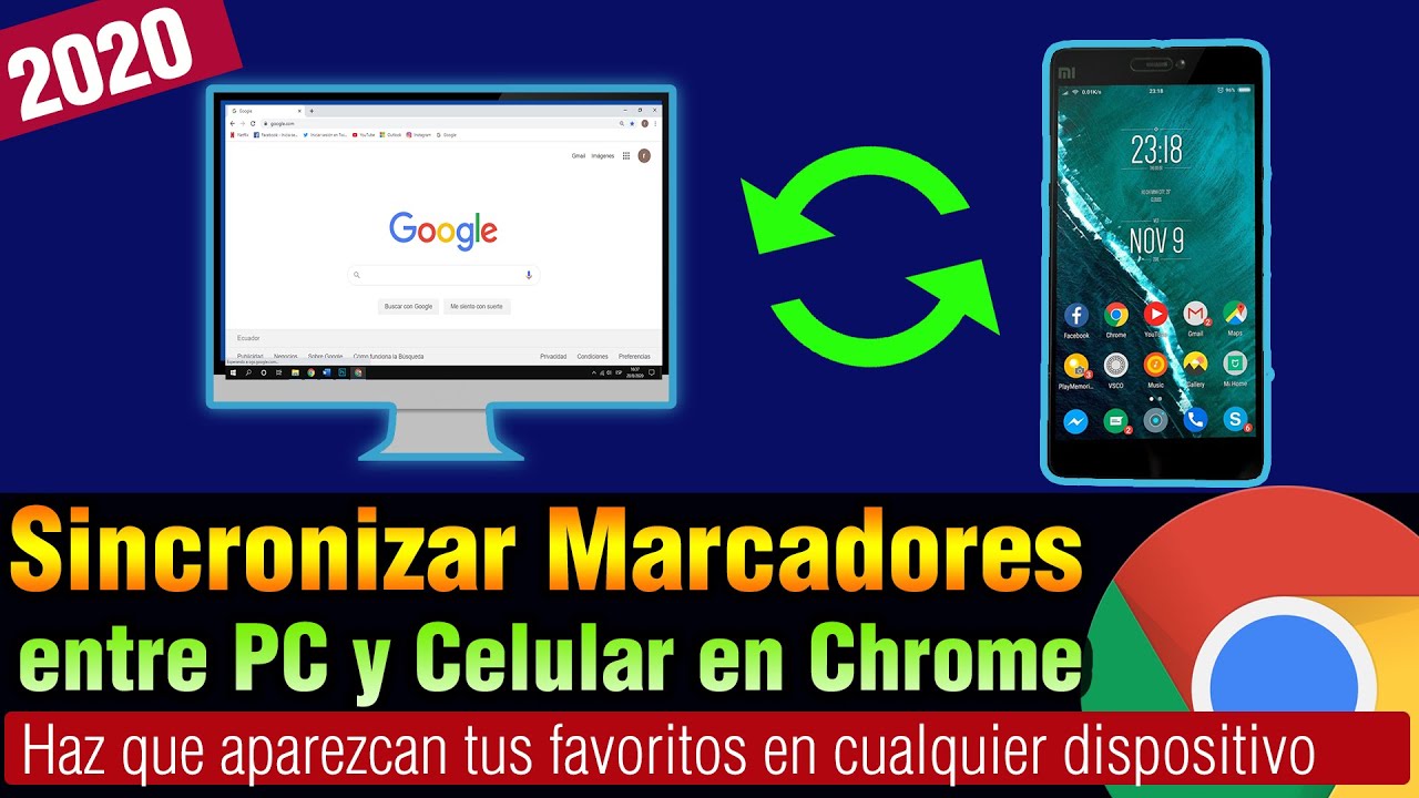 Como SINCRONIZAR MARCADORES en Google Chrome | sincronizar favoritos Google Chrome
