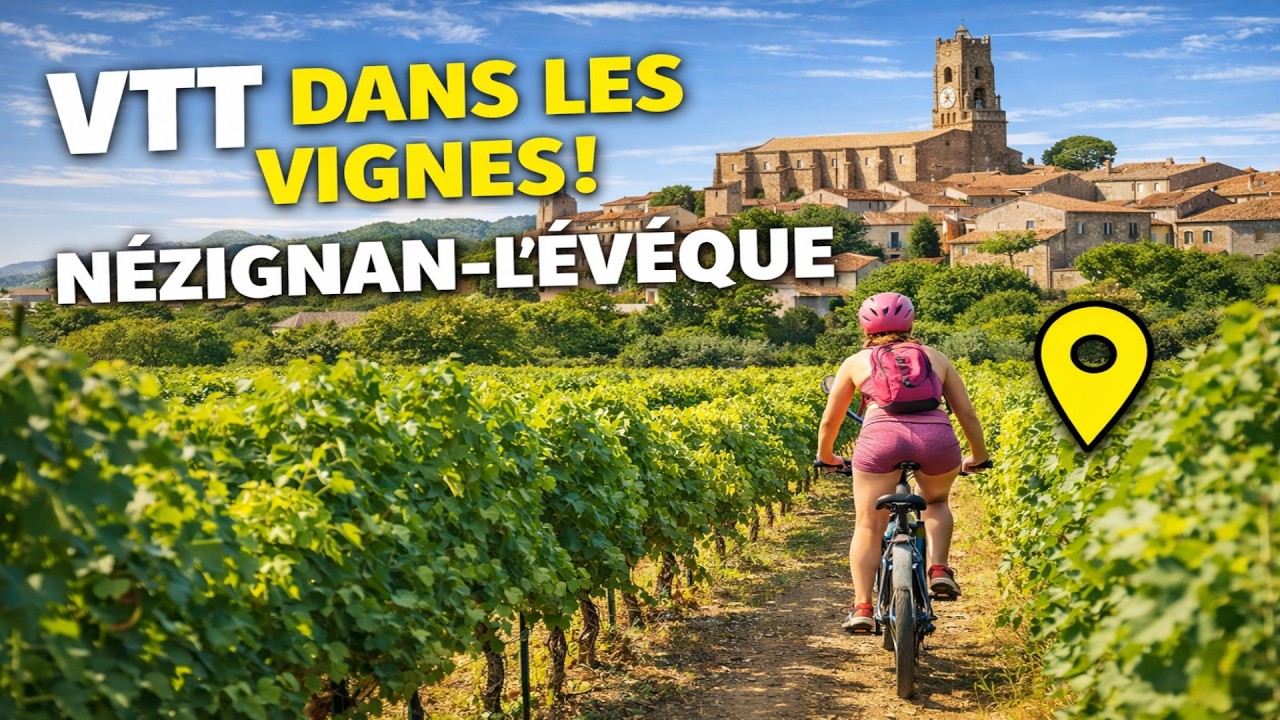 109 - Balade VTT autour du village médiéval de Nézignan l'évêque, dans les vignes (34 hérault)