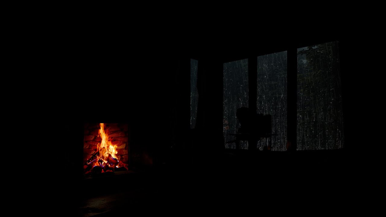 Cozy Cabin Nights in the Rain | Fireplace Sounds for Deep Sleep and Calm Focus